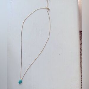 NWT Gold Plated Long Necklace with Faux Turquoise pendant